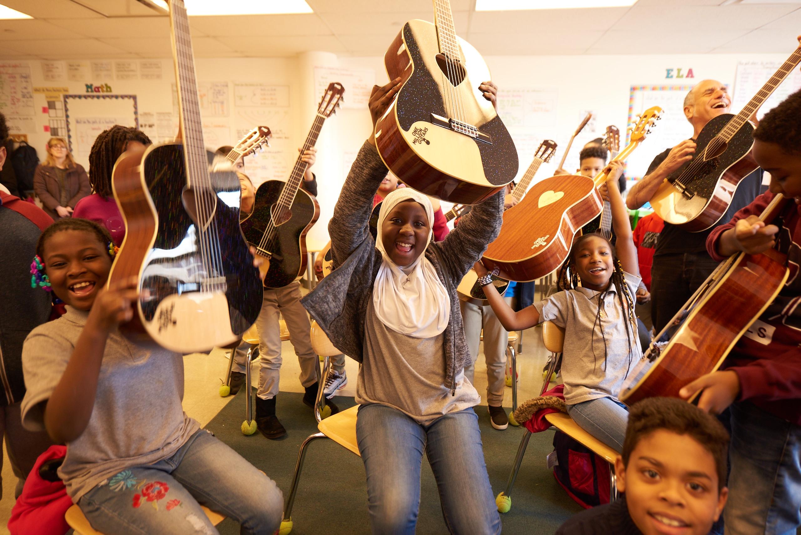 Kids with guitars.